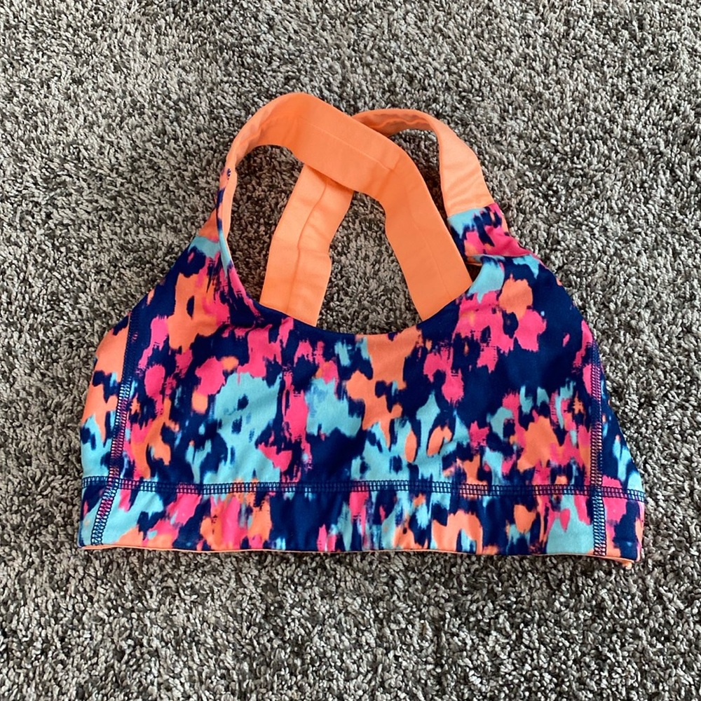 MTA Sport bra patterned bra with orange background